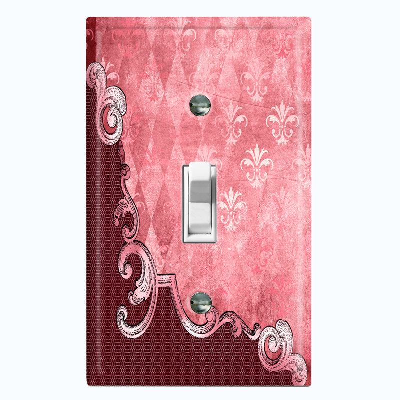 Plaque murale blanche à damas rouge et rose