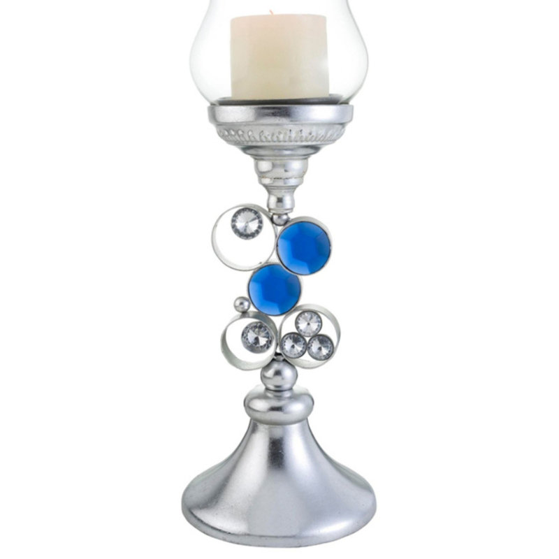 18" Tall Polyresin" Dazzle" Candleholder, Silver finish, 18" H x 6.25" W x 6.25" D