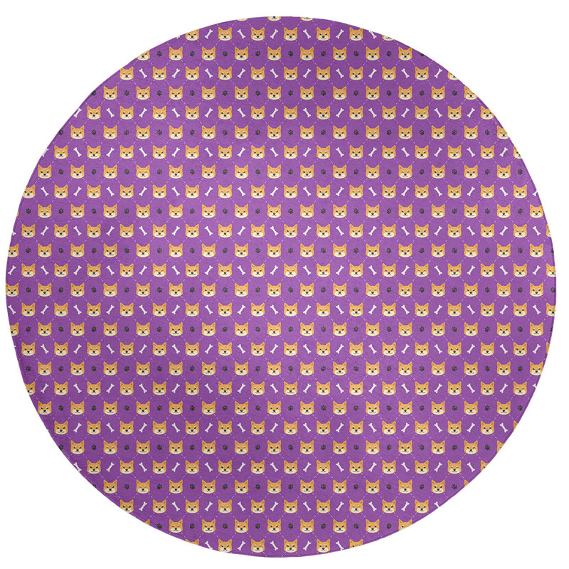 Tapis de zone mauve shiba shiba, Rond 5 pi