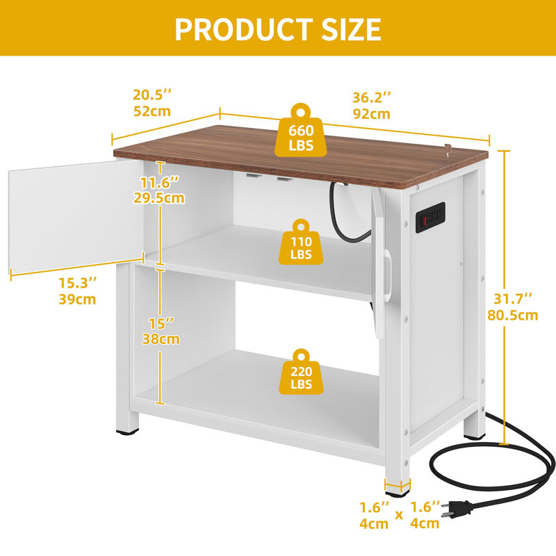 White Heavy Duty Metal Aquarium Stand with Storage Cabinet and LED Light