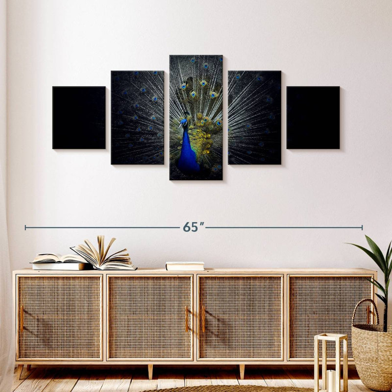 Flaunting Peacock Feathers, 24" H x 55" W