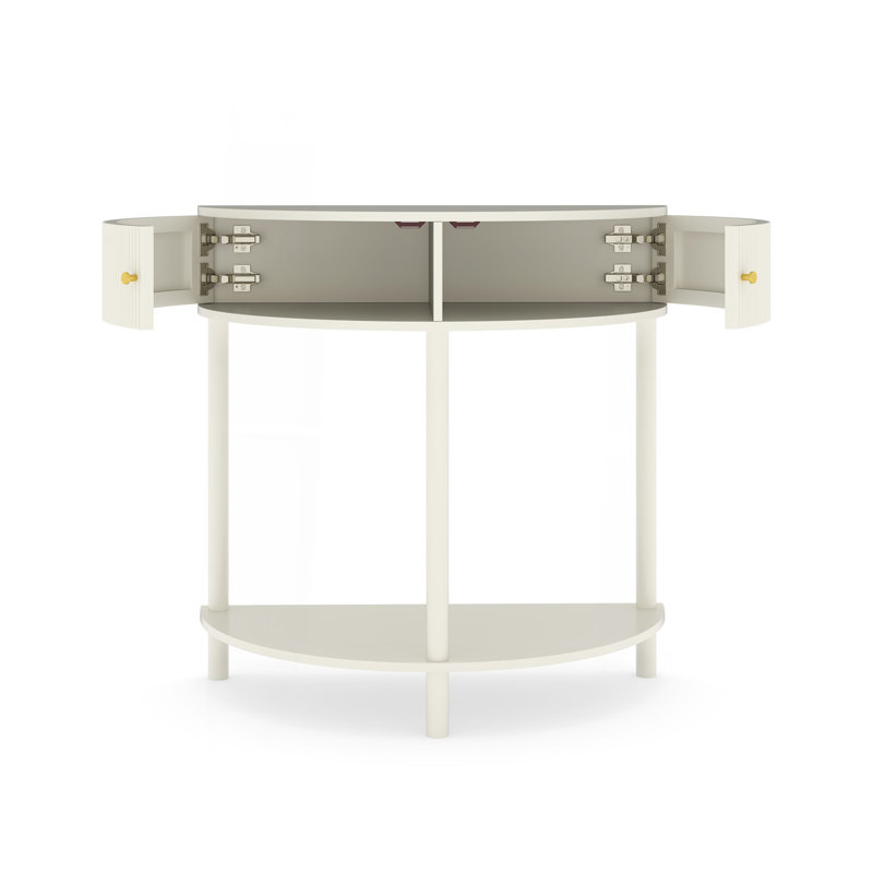 Table de bout demi-lune Artisan-Wave, Blanc, crème