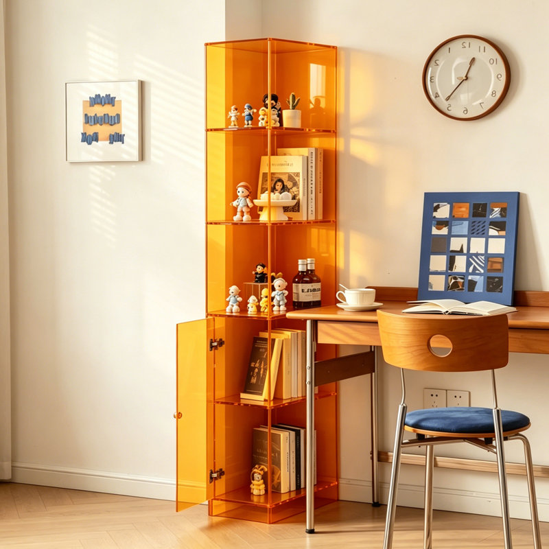 Acrylic storage display multi-level bookcase, Orange