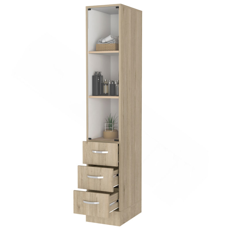 Armoire à linge Preston, trois tablettes, quatre tiroirs, Multi-couleur