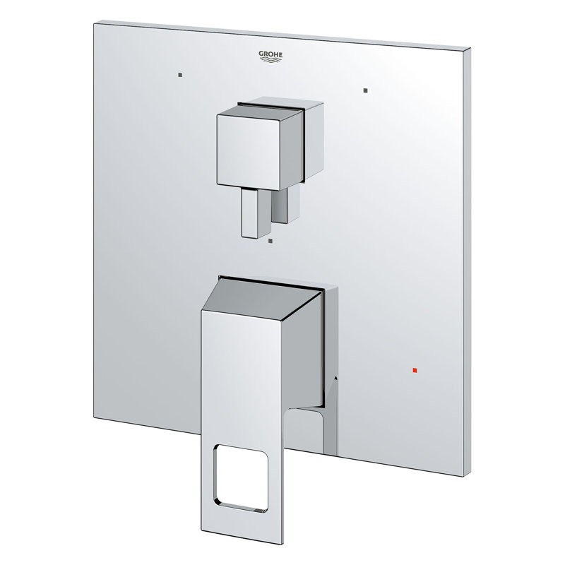 EUROCUBE PRESSURE BALANCE VALVE TRIM WITH 3-WAY DIVERTER WITH CARTRIDGE 7.875, Starlight Chrome