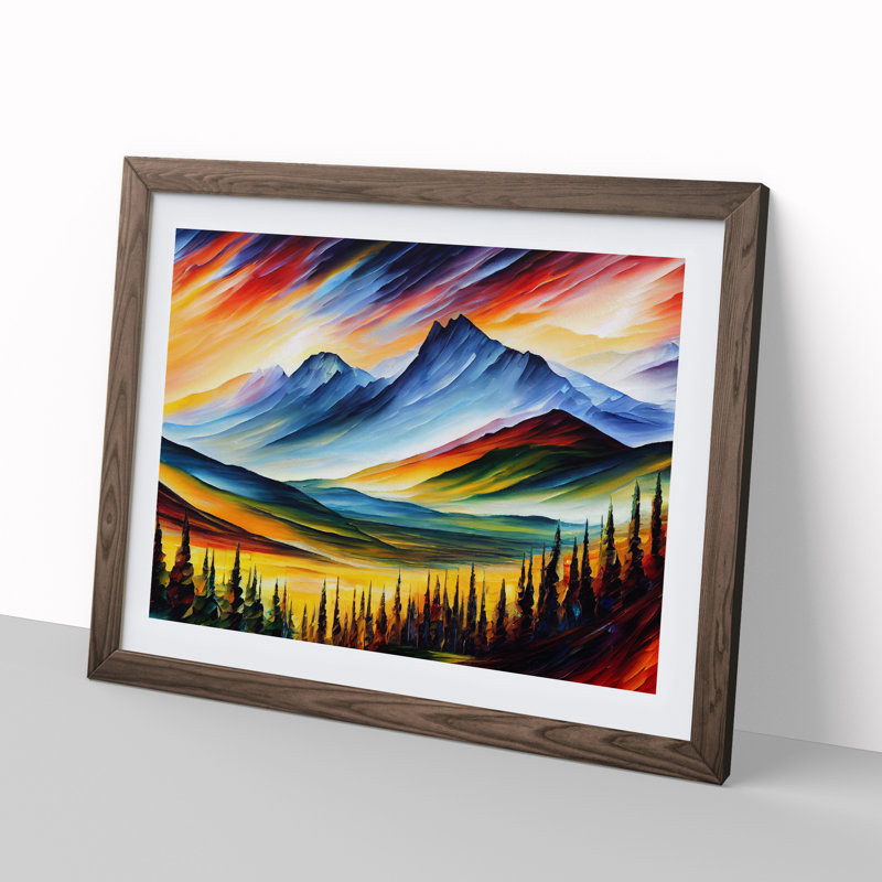 Mountains Scene Vol.5 Abstract - Framed Print, 46cm H x 64cm W x 2cm D, Brown Framed