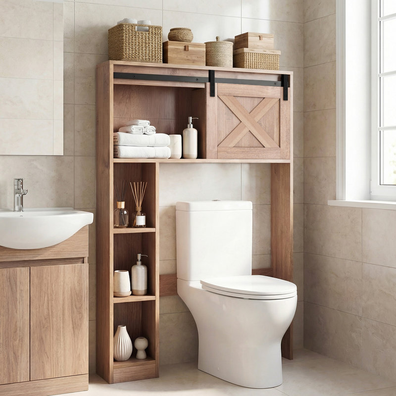 Hollice Freestanding Over The Toilet Storage, Rustic Brown