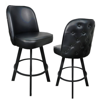 Set of 2 Commercial Grade Swivel Button-Tufted Back Bar Stools with Metal Frame Counter Height Kitchen Island Chairs, Comfortable Seating for Home Bar, Restaurant &Café Assembly Required