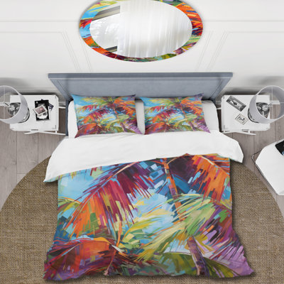 Ensemble de housse de couette en microfibre / polyester Popart Palm Trees II Bedding