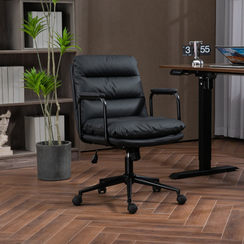 Chaise de bureau avec roulettes et accoudoirs, Noir