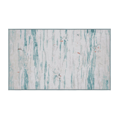 Machine Washable Blue Area Rug