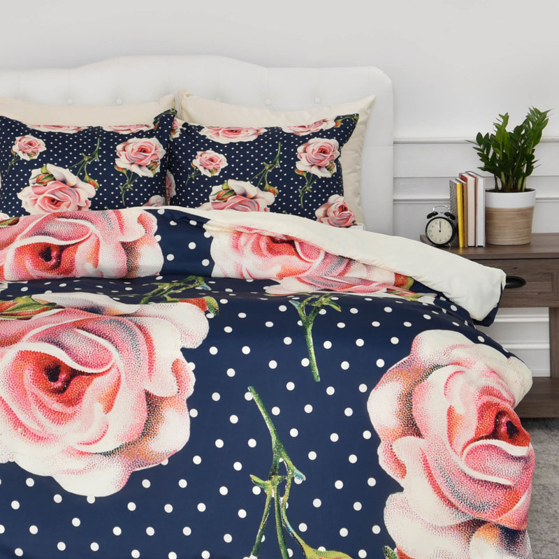 Allyson Johnson Polyester Floral Duvet Cover, Twin/Twin XL Duvet Cover + 1 Standard Sham