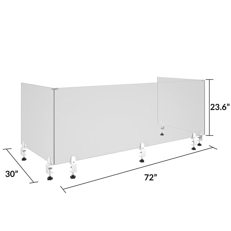 Protecteur d'écran anti-viral en plexiglas Burnet, H 23,6 po x l 72 po x P 30 po
