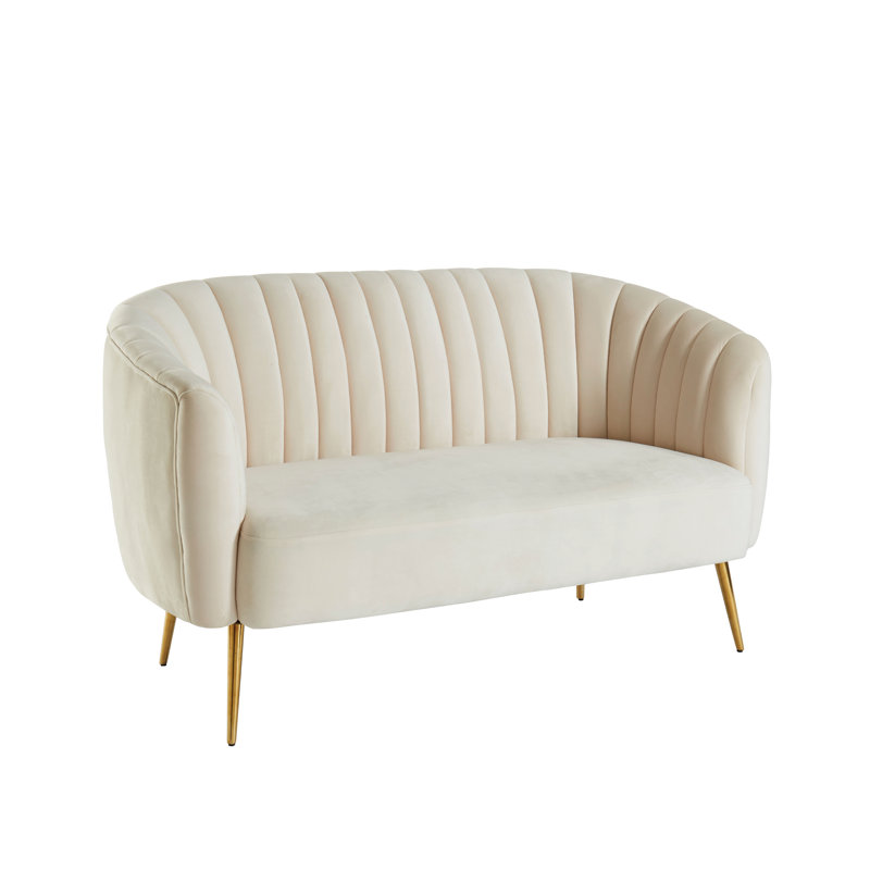 Parrish Upholstered 60.75'' Loveseat, Ivory 100% Polyester