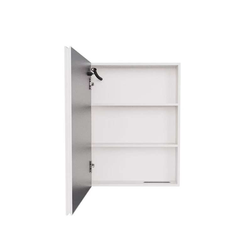 Armoire à pharmacie blanche en aluminium avec lumière blanche et étagère ouverte, Satin