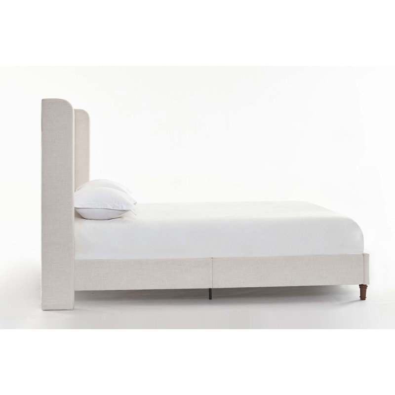 Grand lit tapissier Harper, blanc crème, Grand lit, Bouclé blanc crème