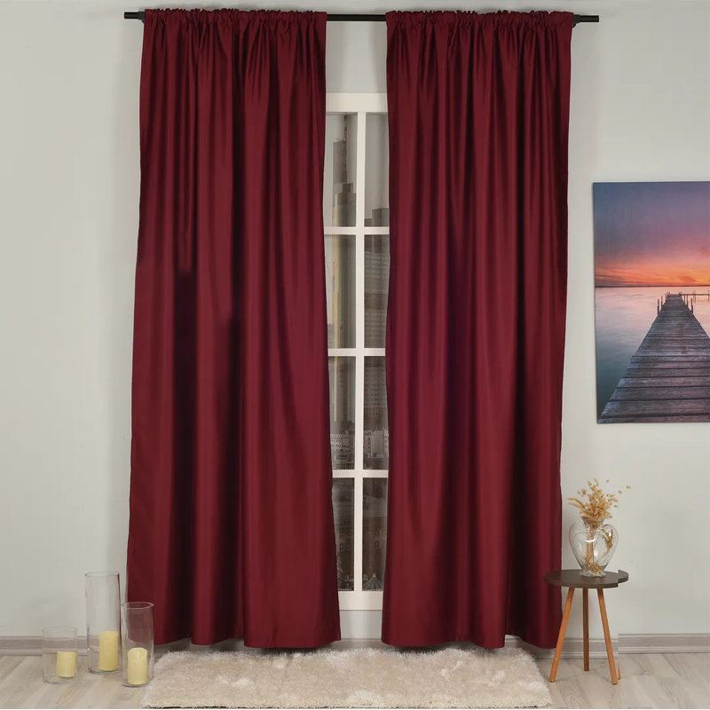 Extra Wide & Extra Long Custom Made Solid Color Room Darkening Single Curtain Panel, 100" W x 168" L, Burgundy