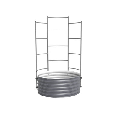 17" Tall 42" Wide Round Metal Outdoor Raised Garden Bed With Trellis