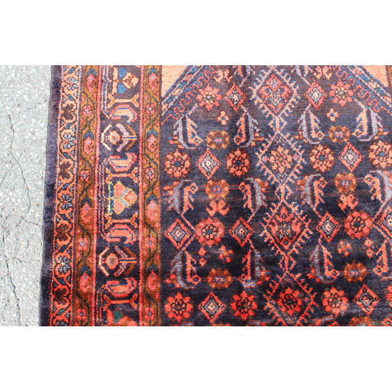 Tapis bleu marine / orange / corail 5 po x 7 po