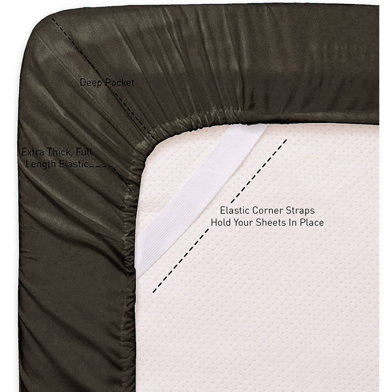 Ensemble de draps-housse en microfibre / polyester , Ensemble de draps très grand californien avec 2 t, Brun