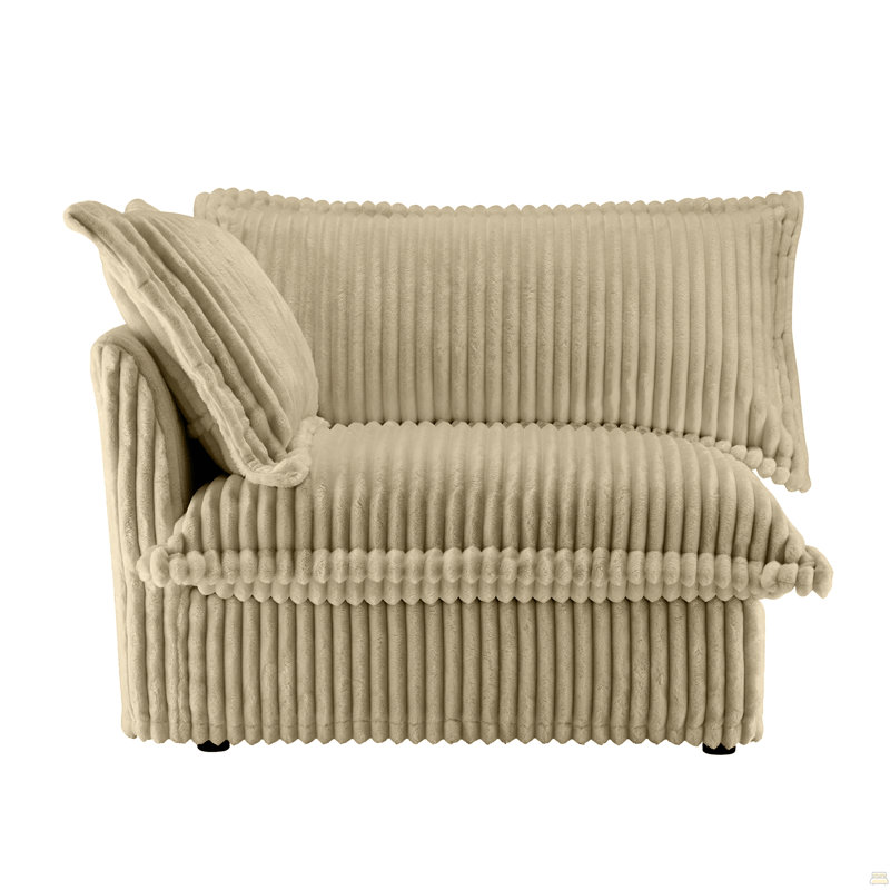 Canapé LSF avec 1 coussin, Velours côtelé chameau