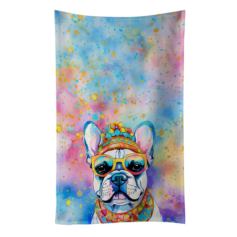 French Bulldog Hippie Dawg Kitchen Towel