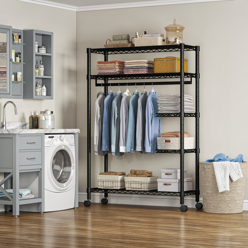 45'' Metal Rolling Freestanding Garment Rack, Black
