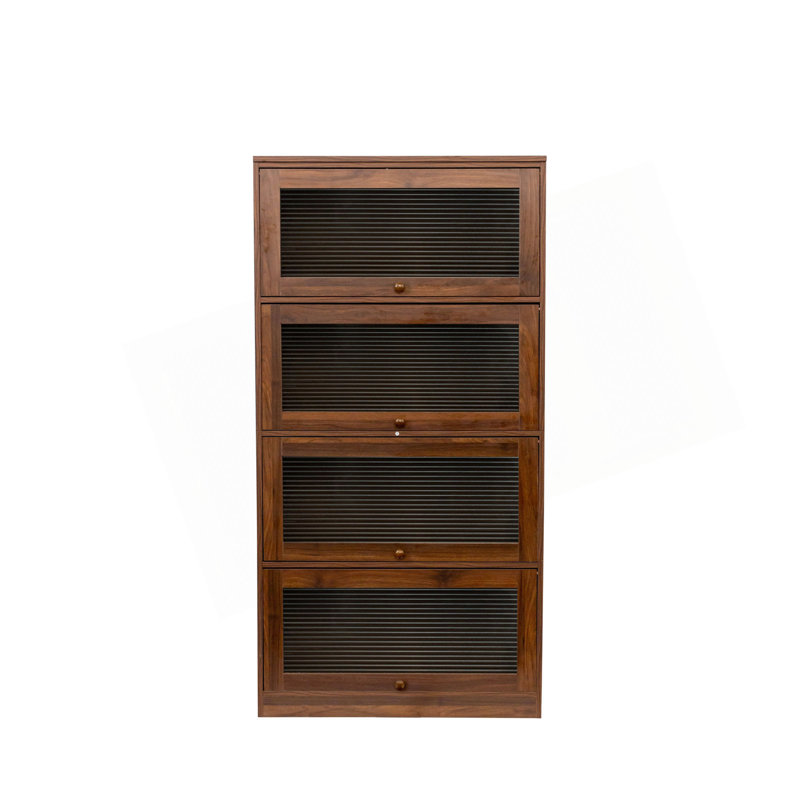 Bibliothèque contemporaine avec portes fermées en verre et armoire de rangement de bureau