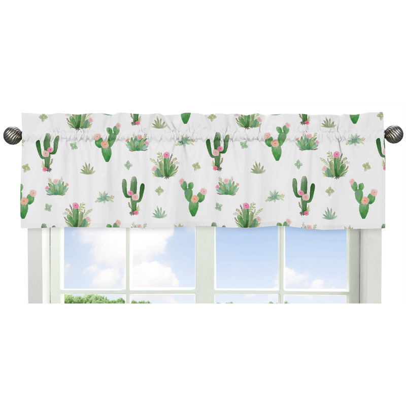 Cactus Floral Pink and Green Microfiber Window Valance