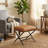 20" Square Metal X-Base Ottoman - Caramel Brown Faux Leather