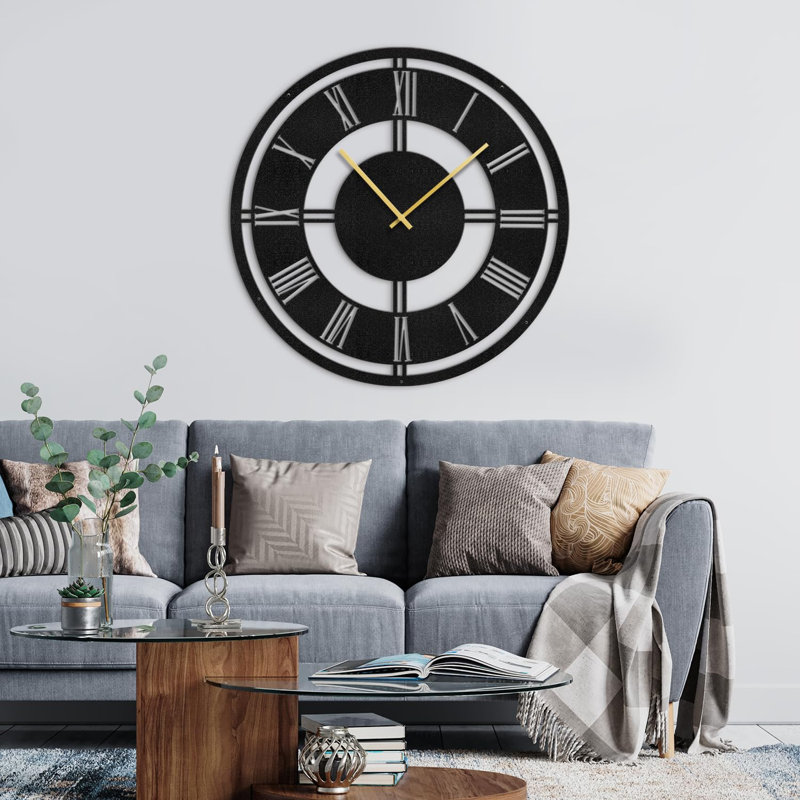 Grande horloge murale en métal, L 36 po x H 36 po