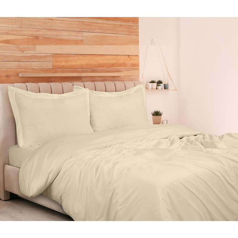 Literie , Housse de couette pour grand lit + 2 taies d'oreil, Ivoire