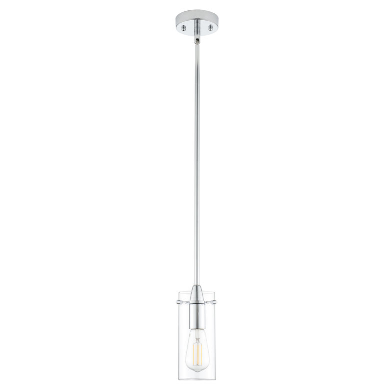 Luminaire suspendu cylindrique à 1 lumière Angelina, Small Shade, Clear, Polished Chrome