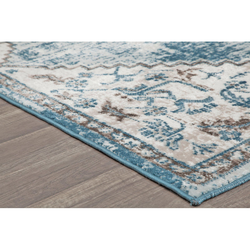 Tapis bleu poudré Freya, Rectangle 2 pi 6 po x 4 pi