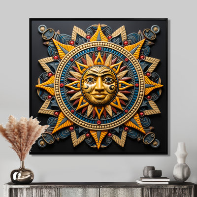 Smiling Sun Blue And Yellow - Boho Mandala Wall Art