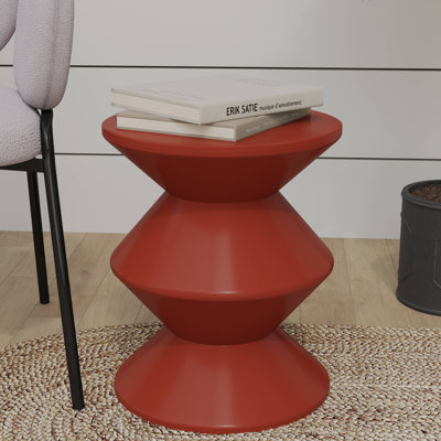 Table d'appoint de 15 po de largeur en plastique ABS avec design à double sablier Collection Michailo