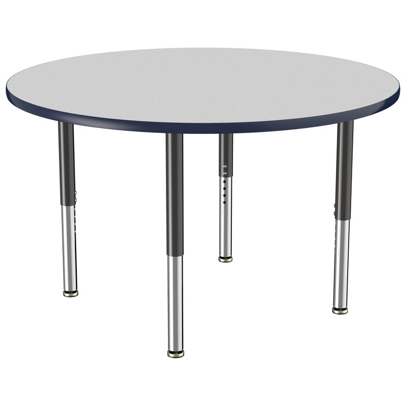 Table ronde à hauteur réglable, 48", Gris / bleu marine / noir, Super