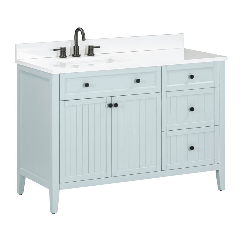 Meuble-lavabo simple 48 po Layla, Quartz blanc, 49"