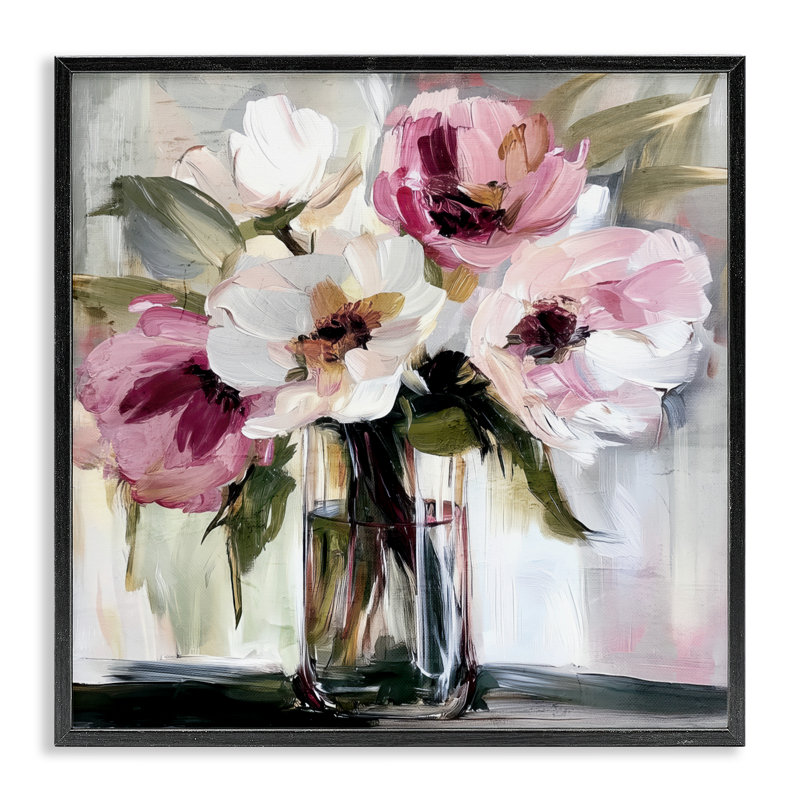 Vase à fleurs Resson, estampe numérique, conception par Annabelle Hall, Giclée encadrée noir minuit, H 24 po x l 24 po