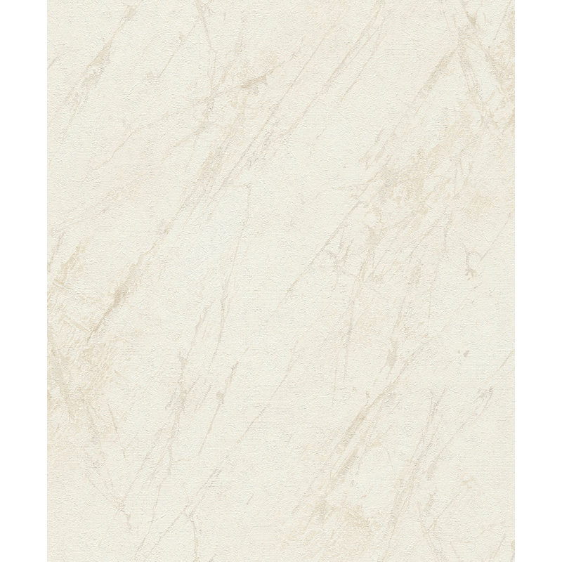 Bricks and More Collection Metallic Marble Motif Wallpaper Roll, White/Cream