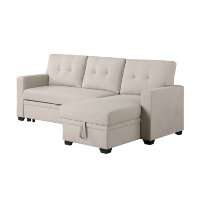 Upholstered Pull Out Sectional Sofa With Chaise