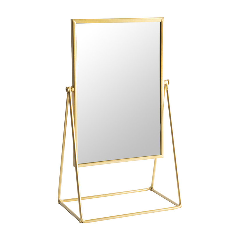 Harbour Housewares - Dressing Table Vanity Makeup Mirror, Gold, 22cm W X 39cm H X 15cm D, 1