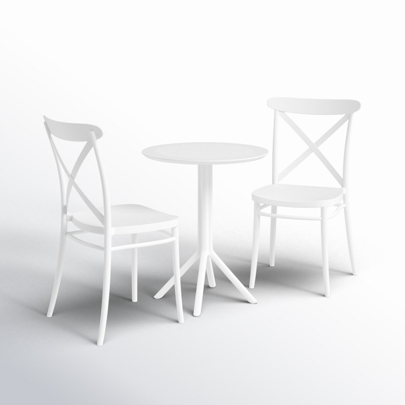 Ensemble bistro en plastique avec table pliable 23,6 po Farrah, Blanc