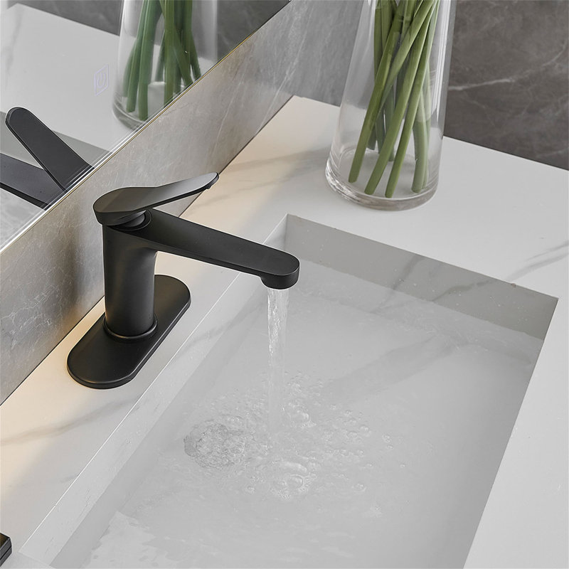 Single Hole Bathroom Faucet With Drain Assembly 1 Handle Bathroom Sink Faucets Modern Brass Deck Mount Bathroom Vanity Mixer Taps With Deck Plate