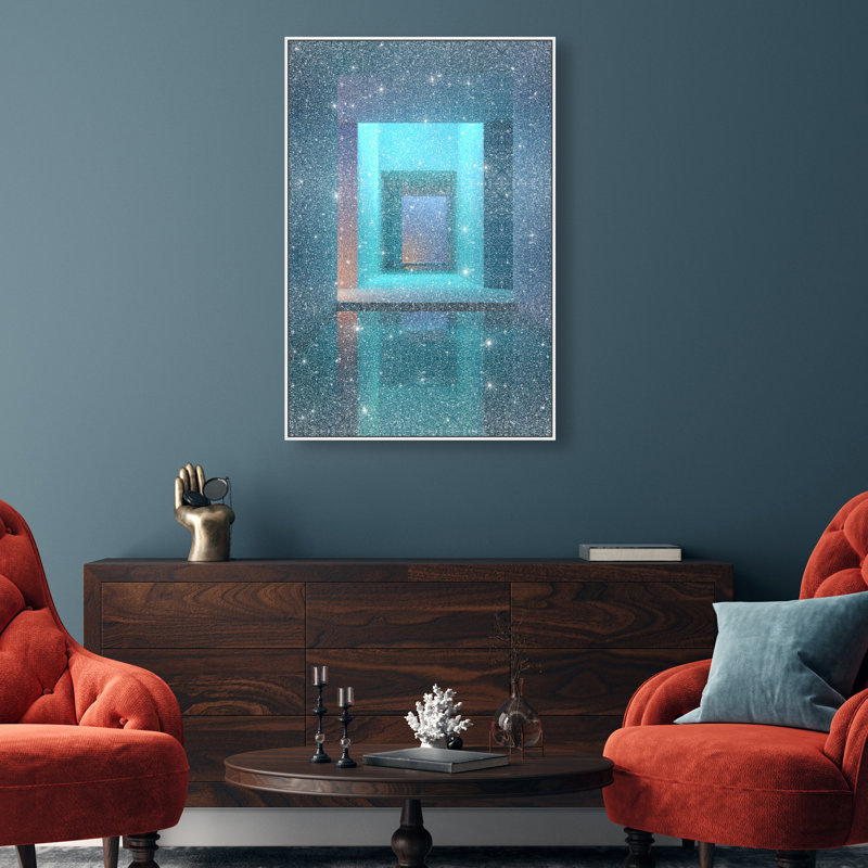 Cerulean Corridor I Abstract Canvas Print by Oliver Gal, Black Frame, 10 x 15, 10"H x 15"W, White Floater Frame