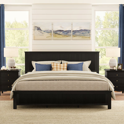 Natalie Solid Wood Platform Bed With Reeded Headboard