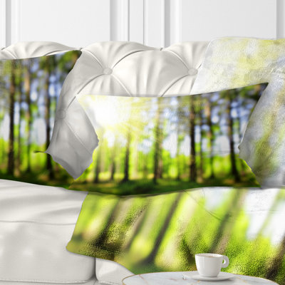 Green Bokeh in the Forest - Landscape Printed Throw Pillow