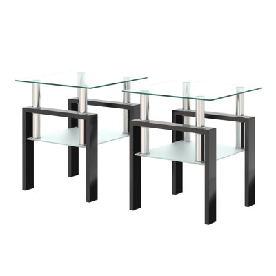 Tempered Glass Tea Table With Metal Legs