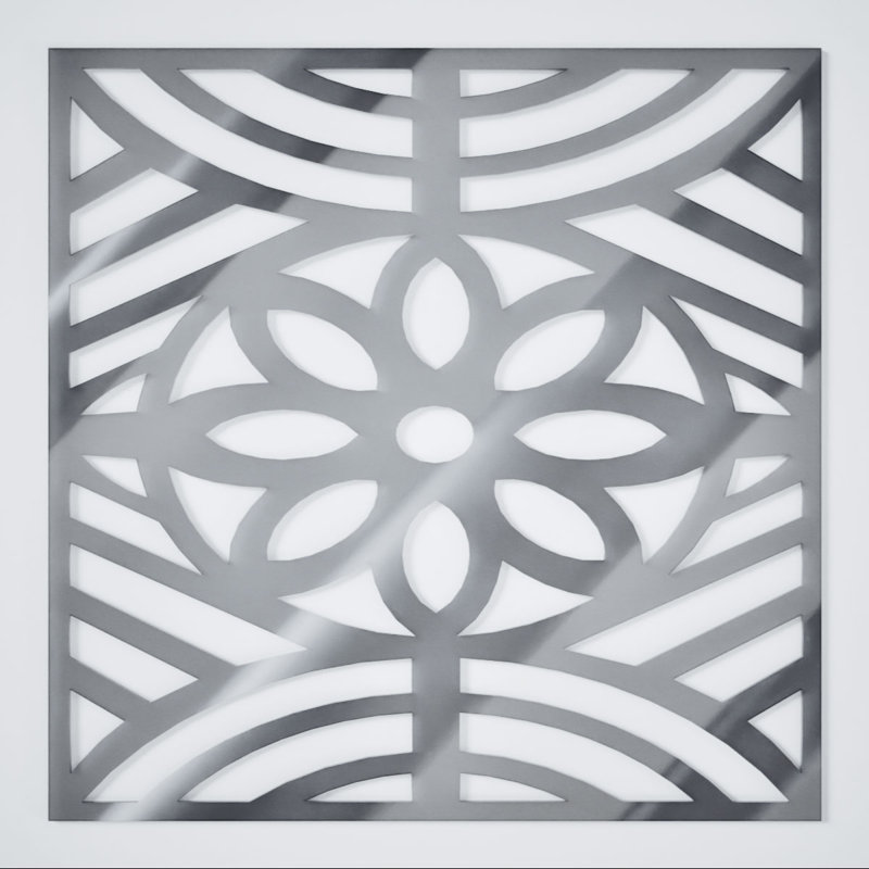Grand panneau mural décoratif en acrylique Hesperia, l 23 3/8 po x H 23 3/8 po x T 1/8 po, miroir argenté, Miroir argenté