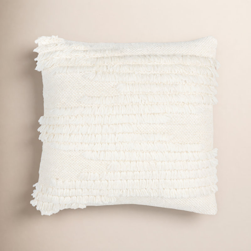 Emberly Ruffled Cotton Reversible Throw Pillow, 20" x 20", Down
